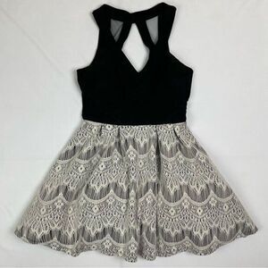 Crystal Doll Fit & Flare Party Holiday Mini Black & Lace Dress Junior’s Size 3
